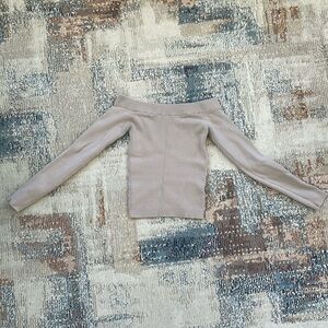 Express size S off shoulder long sleeve sweater, light beige, ribbed knit